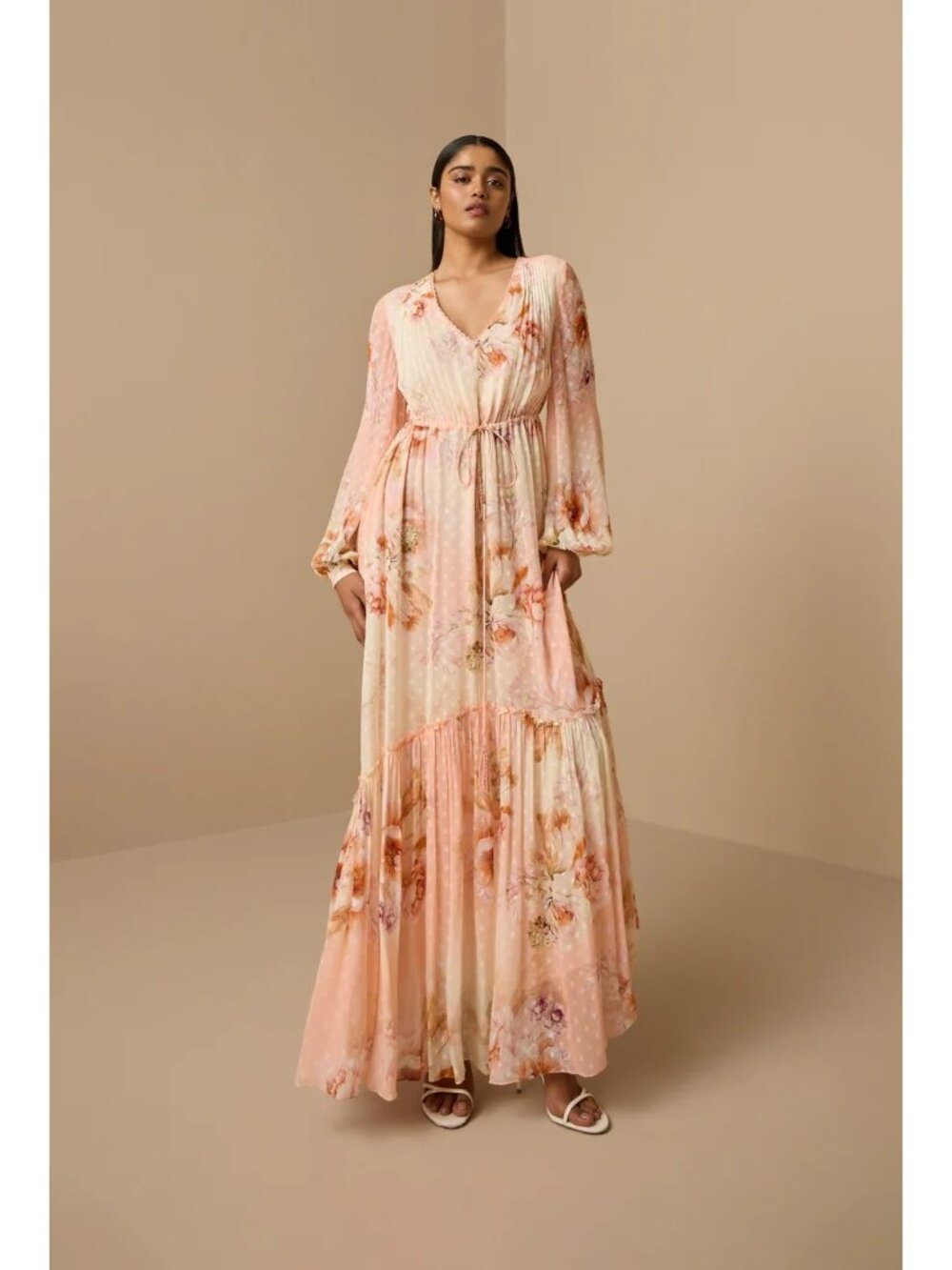 Hemant & Nandita Kavi Maxi Dress Rosy Pink Womens Size Small